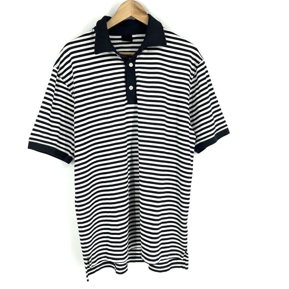 Dunning Golf Polo Shirt Size XL Mens Navy Blue White Stripe Nautical Pique Knit
